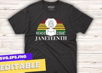 peace love Juneteenth flag afro tee shirt design vector,Juneteenth, African, American