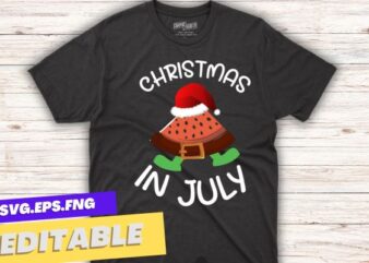 Christmas In July Watermelon Xmas Tree Summer Men Women Kids T-Shirt design vector,