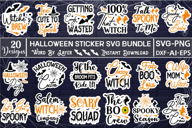 Halloween Sticker Svg Bundle Halloween Sticker, Cute Halloween SVG, Printable Halloween Sticker, Halloween bundle, Printable Sticker for Cricut sticker, print then cut,,Halloween Stickers Bundle, Printable Stickers PNG, Print And Cut