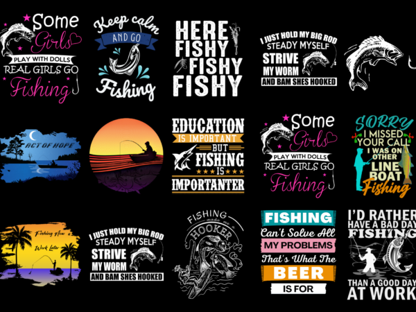15 fishing shirt designs bundle for commercial use part 2, fishing t-shirt, fishing png file, fishing digital file, fishing gift, fishing download, fishing design