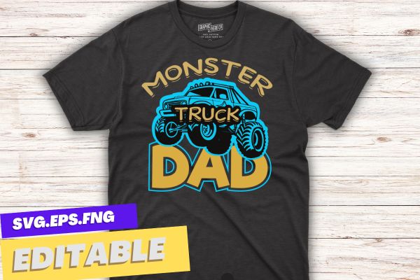 Monster Truck Dad Shirt Retro Vintage Monster Truck Shirt T-Shirt design vector, monster truck dad
