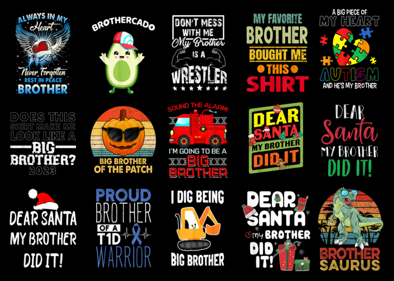 15 Brother Shirt Designs Bundle For Commercial Use Part 3, Brother T-shirt, Brother png file, Brother digital file, Brother gift, Brother download, Brother design