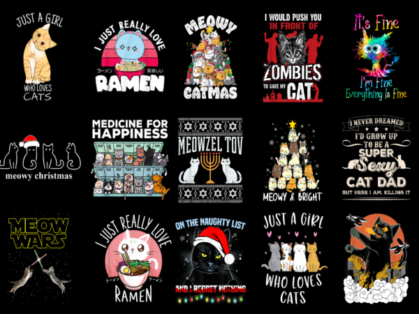 15 cat shirt designs bundle for commercial use part 4, cat t-shirt, cat png file, cat digital file, cat gift, cat download, cat design