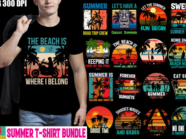 Summer t-shirt designs bundle ,20 png t-shirt bundle,on sell designs,designs bundle, summer designs for dark material, summer, tropic, funny summer design svg eps, png files for cutting machines and print
