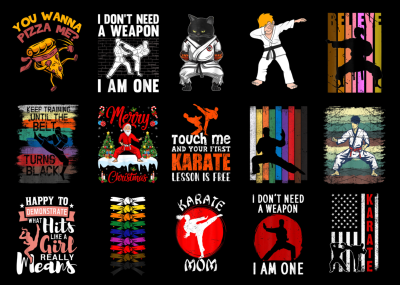 15 Karate Shirt Designs Bundle For Commercial Use Part 3, Karate T-shirt, Karate png file, Karate digital file, Karate gift, Karate download, Karate design