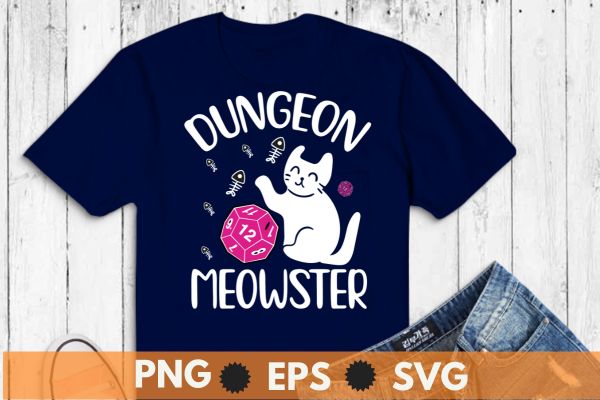 Dungeon Meowster Shirt, Dungeons and Dragons Funny T Shirt design vector, DnD Dungeon Master Shirt, Gift For Cat Lovers