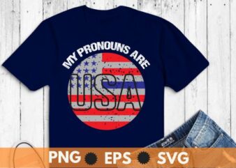 July 4th Funny, My Pronouns Are USA 4th Of July US Flag T-Shirt design vector, 4th, pronouns, usa, july, funny, flag, t-shirt