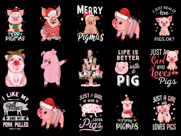15 pig shirt designs bundle for commercial use part 3, pig t-shirt, pig png file, pig digital file, pig gift, pig download, pig design