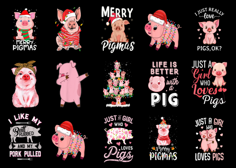 15 Pig Shirt Designs Bundle For Commercial Use Part 3, Pig T-shirt, Pig png file, Pig digital file, Pig gift, Pig download, Pig design