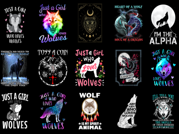 15 wolf shirt designs bundle for commercial use part 3, wolf t-shirt, wolf png file, wolf digital file, wolf gift, wolf download, wolf design