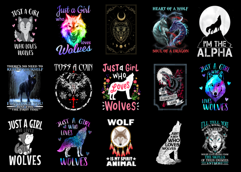 15 Wolf Shirt Designs Bundle For Commercial Use Part 3, Wolf T-shirt, Wolf png file, Wolf digital file, Wolf gift, Wolf download, Wolf design