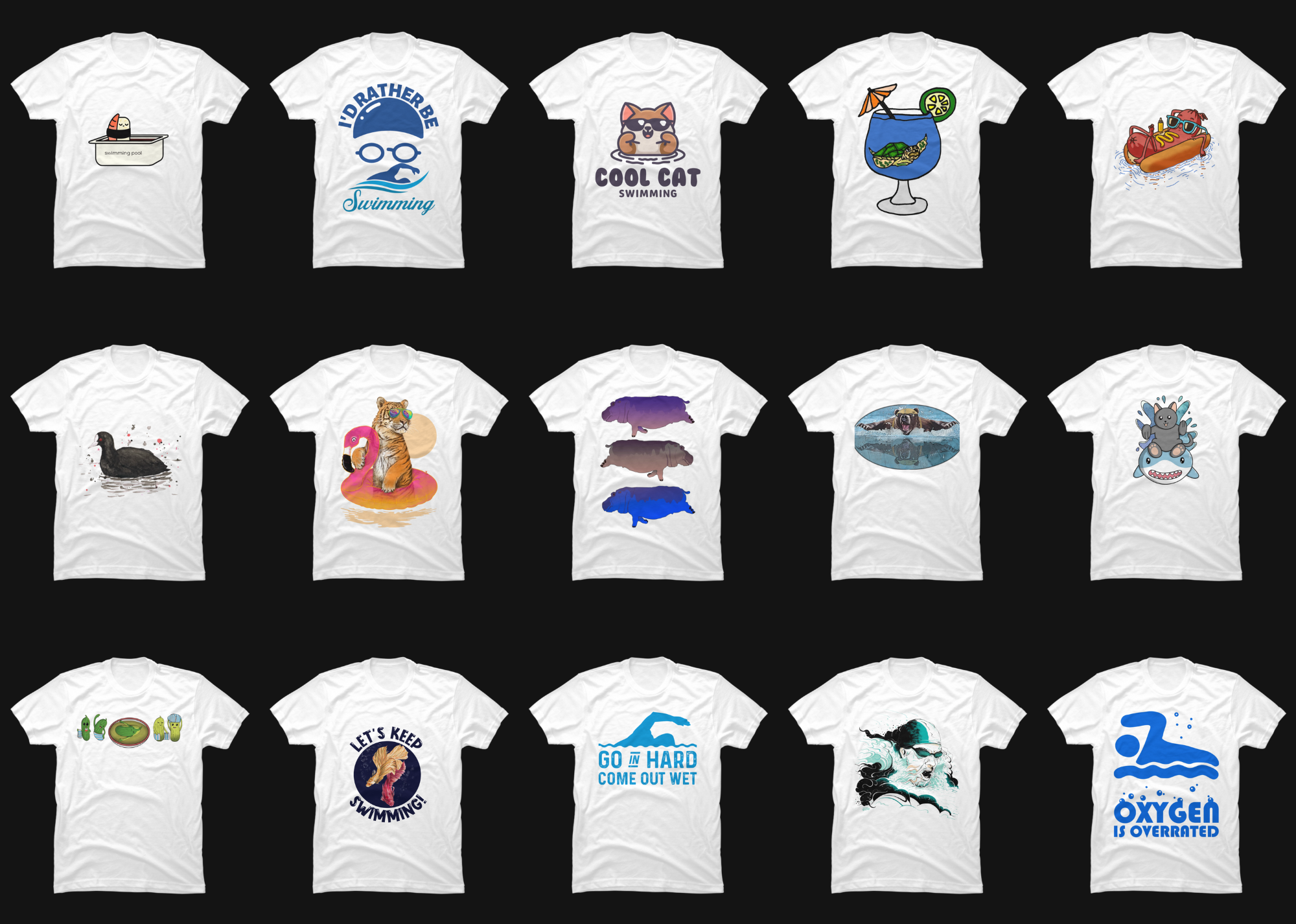 15 Swimming Shirt Designs Bundle For Commercial Use Part 4, Swimming T ...