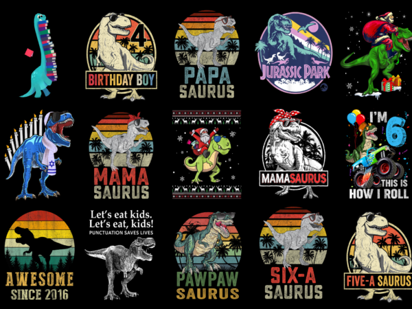 15 dinosaur shirt designs bundle for commercial use part 4, dinosaur t-shirt, dinosaur png file, dinosaur digital file, dinosaur gift, dinosaur download, dinosaur design