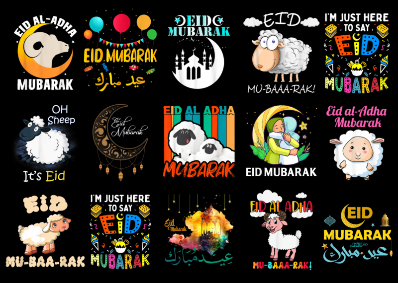 15 Eid al-Adha shirt Designs Bundle For Commercial Use Part 1, Eid al-Adha T-shirt, Eid al-Adha png file, Eid al-Adha digital file, Eid al-Adha gift, Eid al-Adha download, Eid al-Adha design