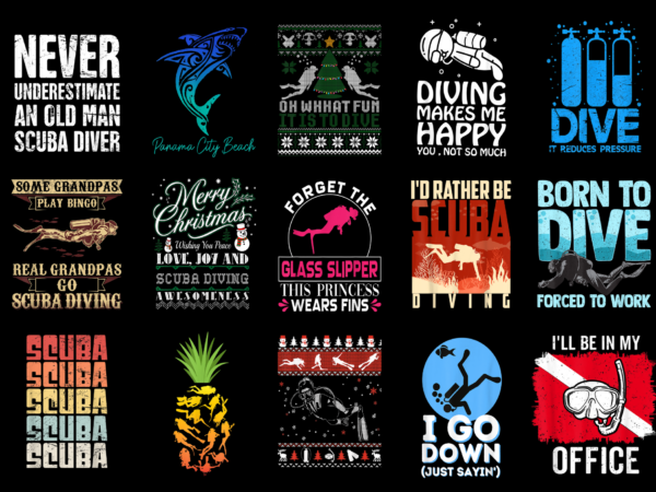 15 scuba diving shirt designs bundle for commercial use part 3, scuba diving t-shirt, scuba diving png file, scuba diving digital file, scuba diving gift, scuba diving download, scuba diving design