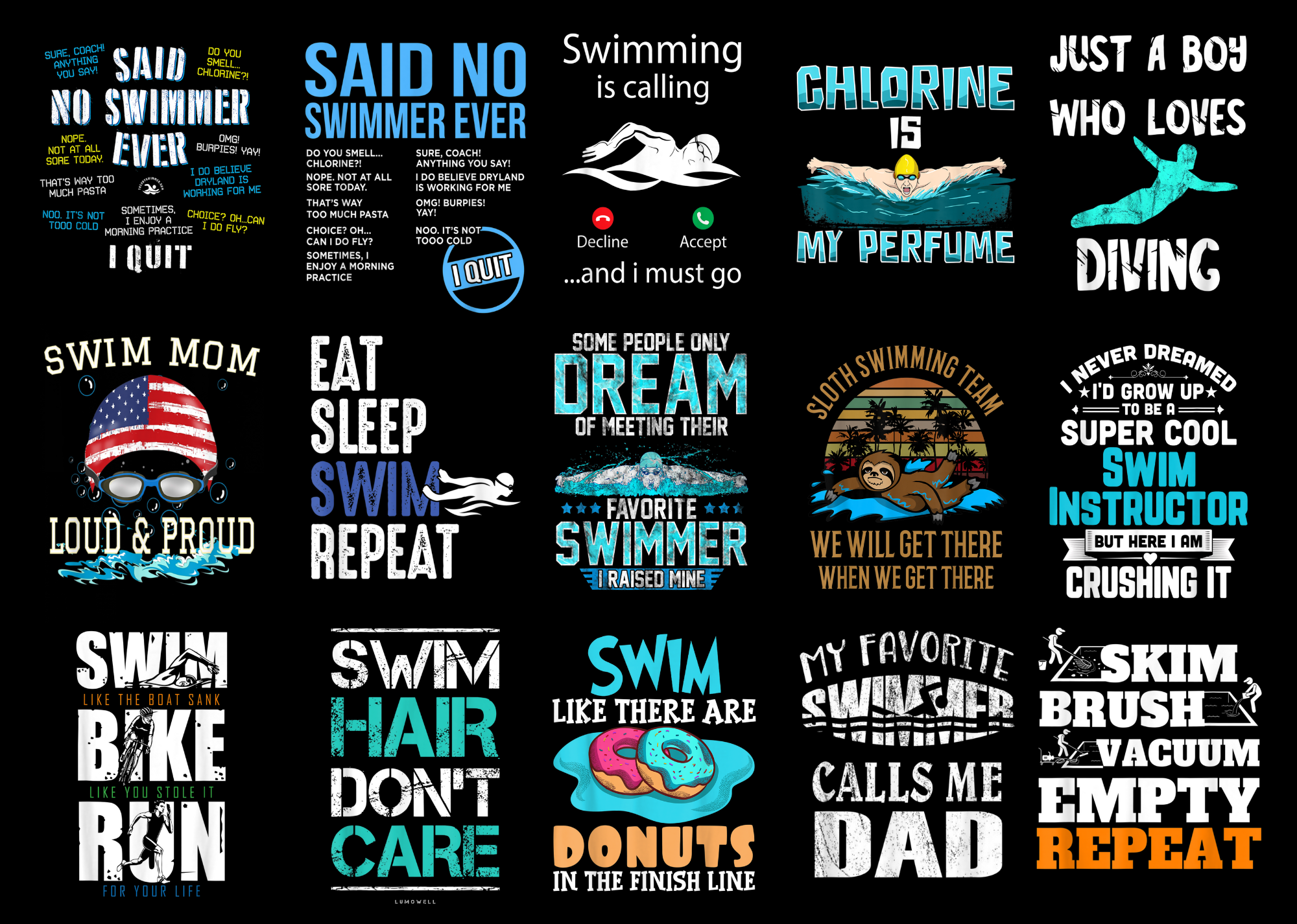 15 Swimming Shirt Designs Bundle For Commercial Use Part 3, Swimming T ...
