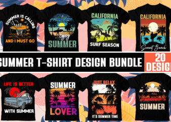 Summer T-Shirt Design Bundle,Summer T-Shirt Design , Just Relax its Summer Time T-Shirt Design, Just Relax its Summer Time Vector T-Shirt Design ,Surfing Trip Hawai Beach T-Shirt Design, Surfing Trip