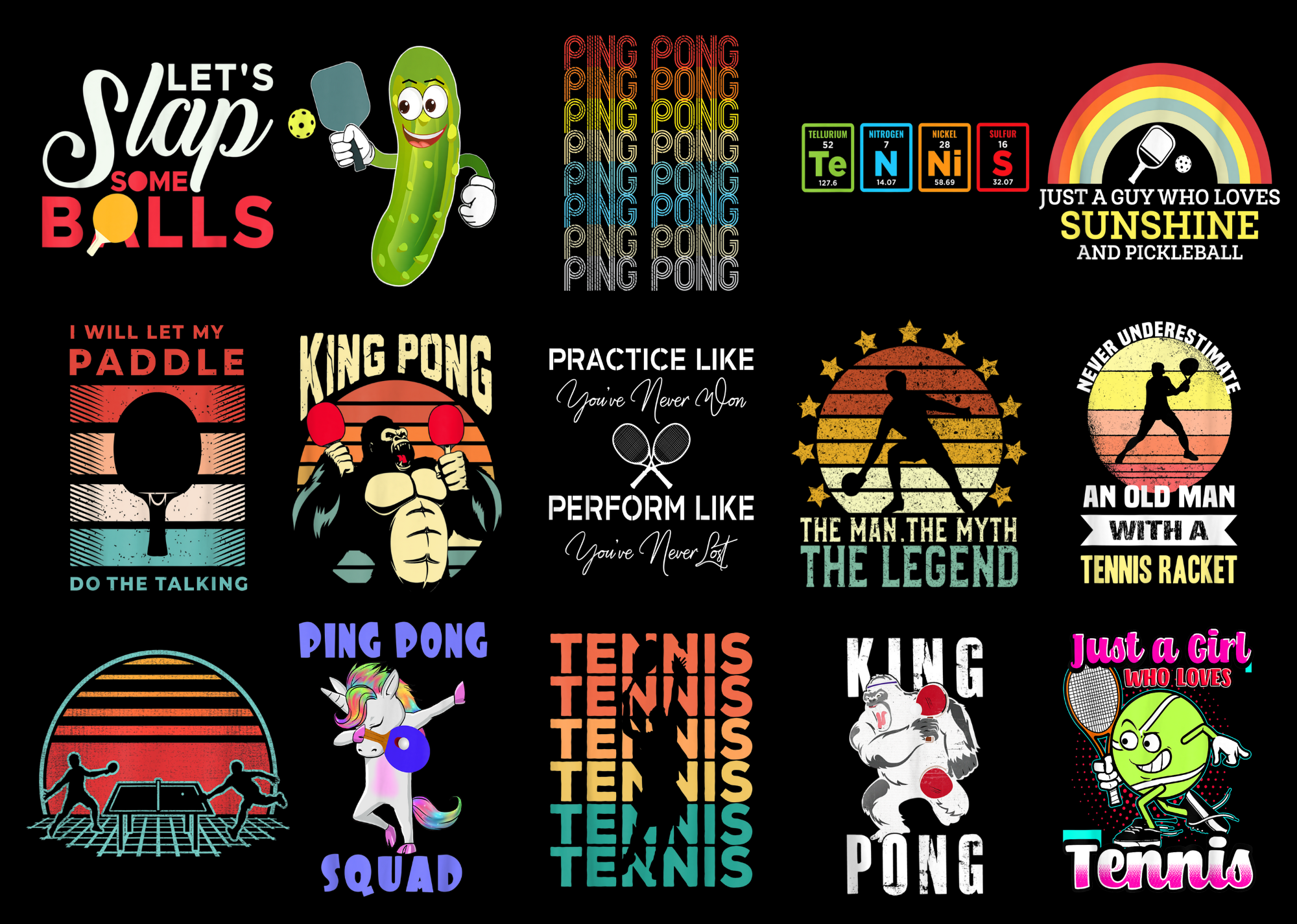 15 Tennis Shirt Designs Bundle For Commercial Use Part 3, Tennis T ...