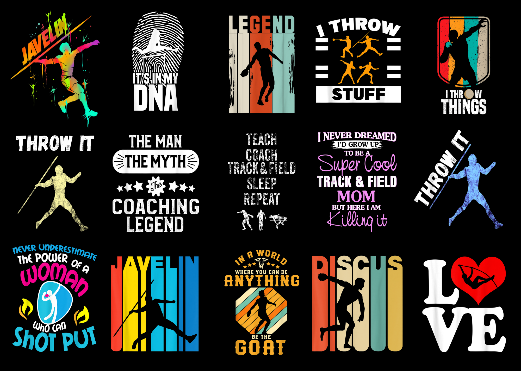 15 Track and Field Shirt Designs Bundle For Commercial Use Part 3