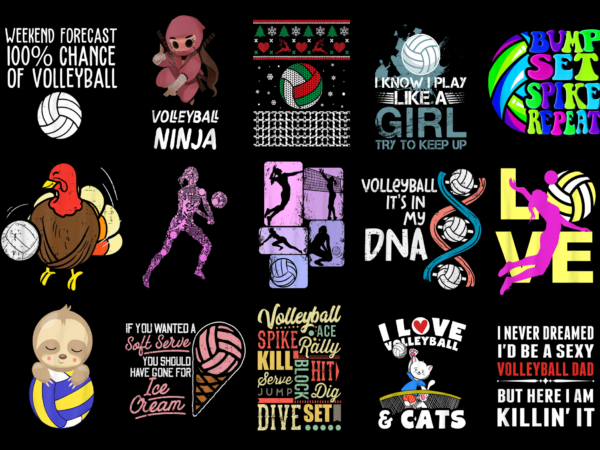 15 volleyball shirt designs bundle for commercial use part 3, volleyball t-shirt, volleyball png file, volleyball digital file, volleyball gift, volleyball download, volleyball design