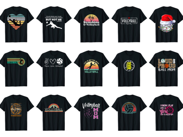 15 volleyball shirt designs bundle for commercial use part 4, volleyball t-shirt, volleyball png file, volleyball digital file, volleyball gift, volleyball download, volleyball design