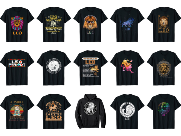 15 leo shirt designs bundle for commercial use part 4, leo t-shirt, leo png file, leo digital file, leo gift, leo download, leo design