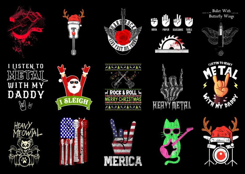 15 Rock Shirt Designs Bundle For Commercial Use Part 3, Rock T-shirt ...