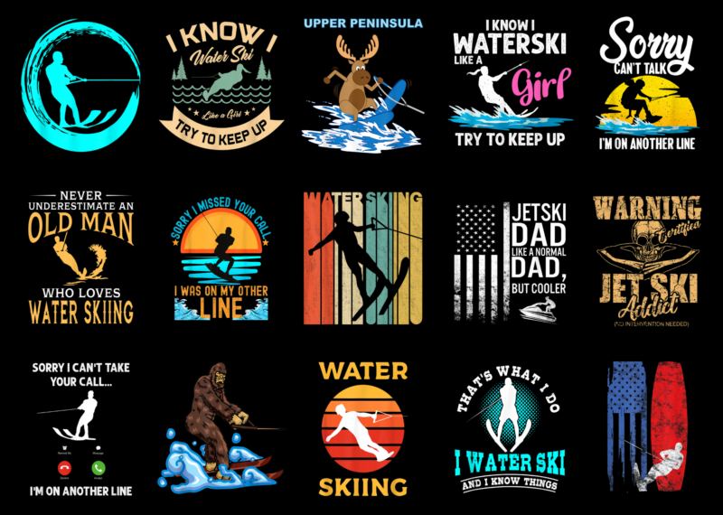 15 Water Skiing Shirt Designs Bundle For Commercial Use Part 2, Water Skiing T-shirt, Water Skiing png file, Water Skiing digital file, Water Skiing gift, Water Skiing download, Water Skiing design