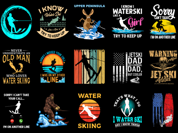 15 water skiing shirt designs bundle for commercial use part 2, water skiing t-shirt, water skiing png file, water skiing digital file, water skiing gift, water skiing download, water skiing design