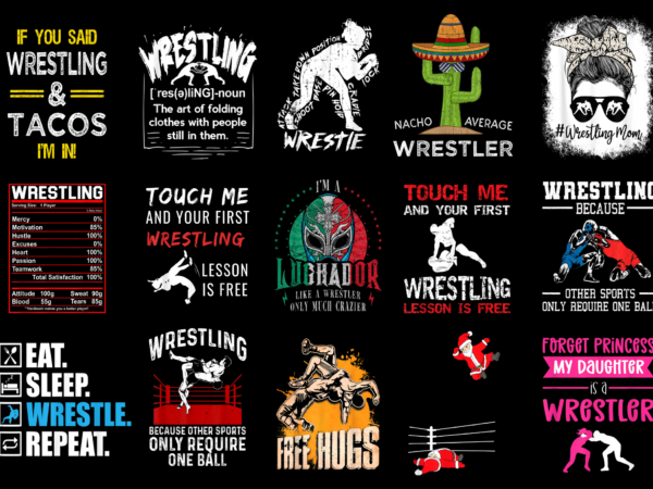 15 wrestling shirt designs bundle for commercial use part 2, wrestling t-shirt, wrestling png file, wrestling digital file, wrestling gift, wrestling download, wrestling design