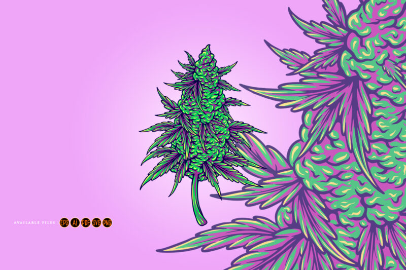 Botanical style cannabis indica flower bud