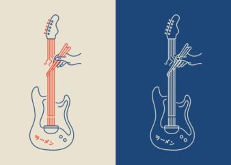 Guitar Ramen t shirt design template