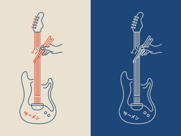 Guitar ramen t shirt design template