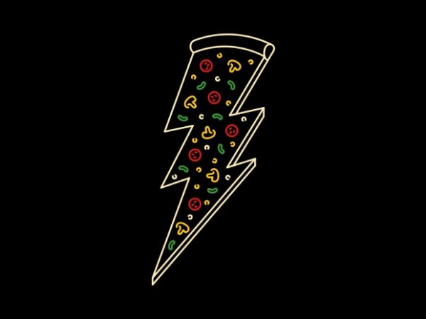 Lightning pizza t shirt vector graphic