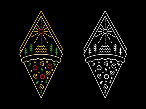 Nature and pizza T shirt vector artwork