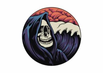 Grim Reaper Wave t shirt design template