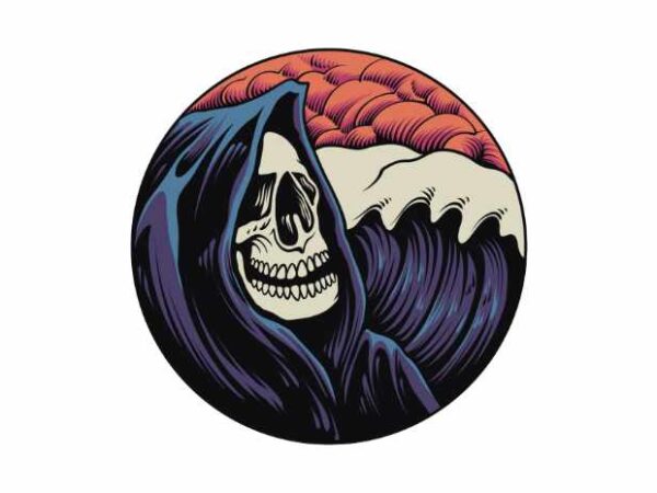 Grim reaper wave t shirt design template