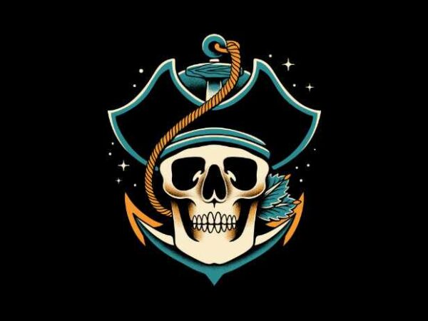 Skull pirate t shirt template vector