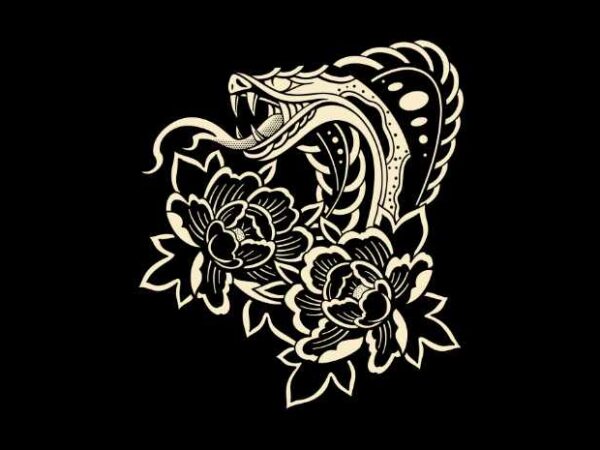 Snake and flower t shirt template vector