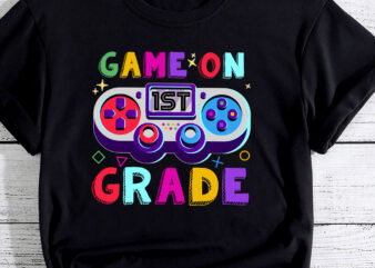 Back To School Game On 1st Grade Funny Gamer Kids Boys PC t shirt template