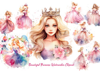 Beautiful Princess Watercolor Clipart
