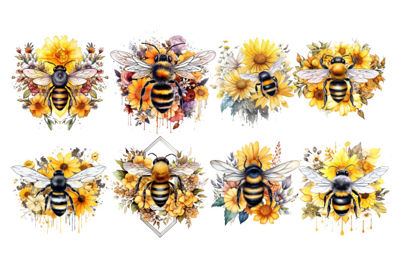 Bee Flower Sublimation Clipart