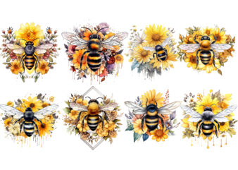 Bee Flower Sublimation Clipart t shirt template