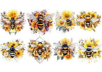 Bee Flower Sublimation Clipart