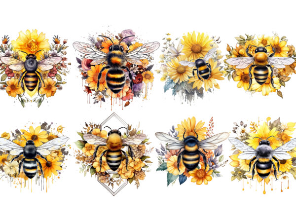 Bee flower sublimation clipart t shirt template