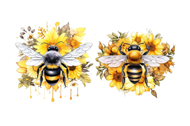 Bee Flower Sublimation Clipart