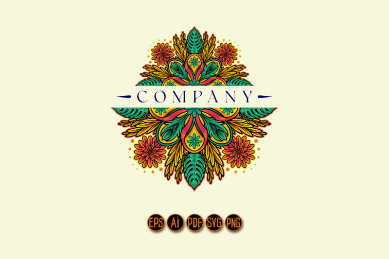 Elegance mandala geometry with tropical leaves touch