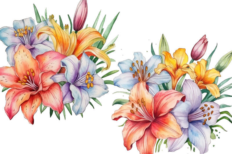 Birth Month Flowers Watercolor Clipart
