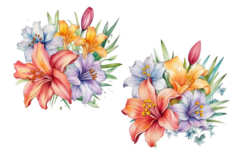 Birth Month Flowers Watercolor Clipart