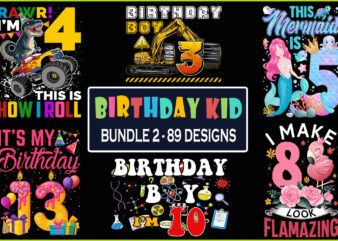 Birthday kid t-shirt design bundle 2 - 89 designs